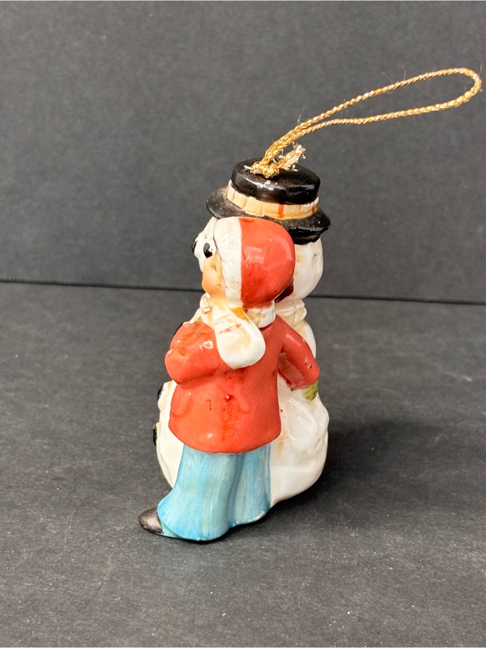 Vtg Bronson ImportsCeramic Hanging Decorative Snowman & Child Christmas Ornament - Picture 2 of 10